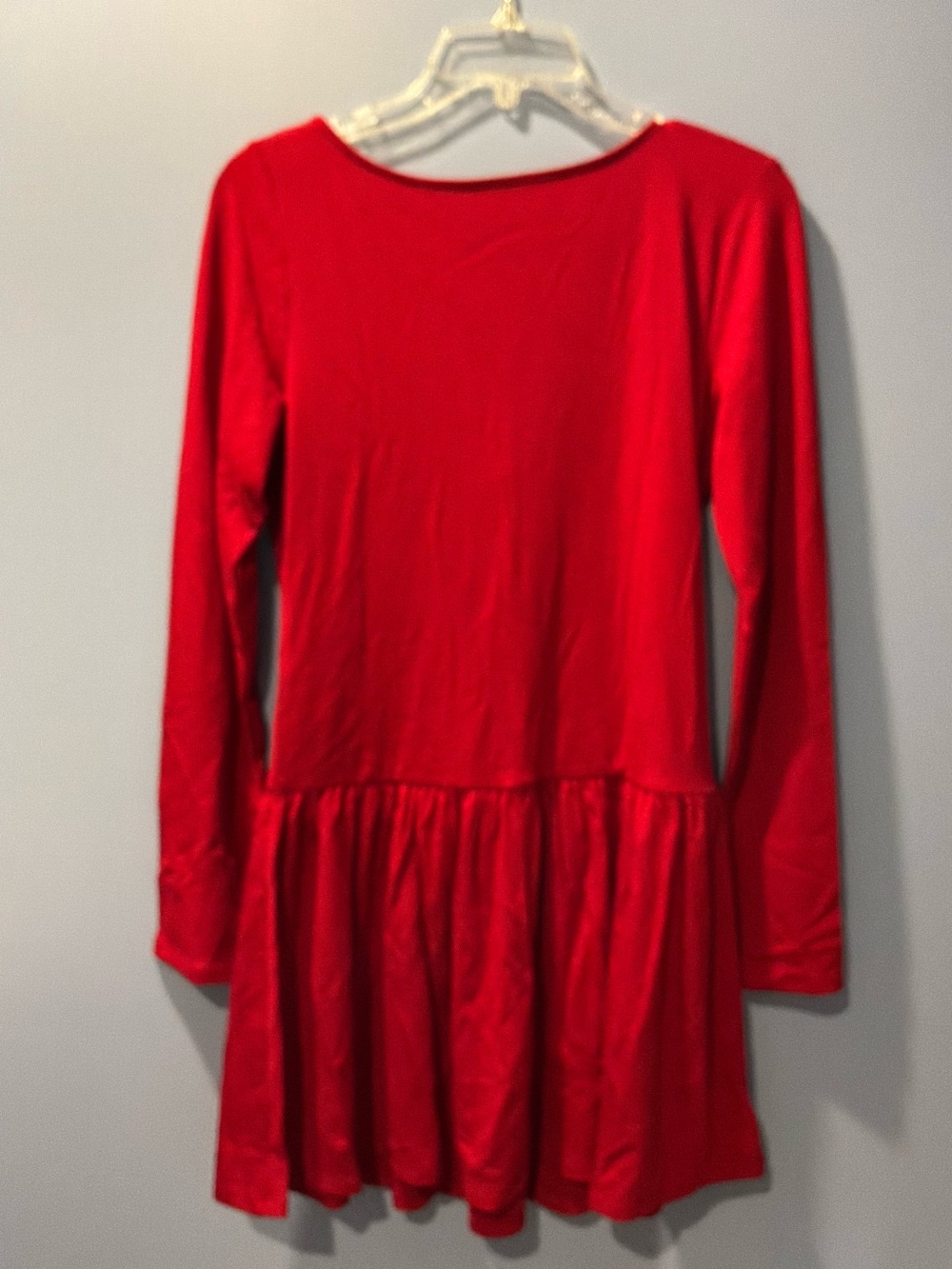 GAP Red Long Sleeve Dress with Peplum Detail and Low Back